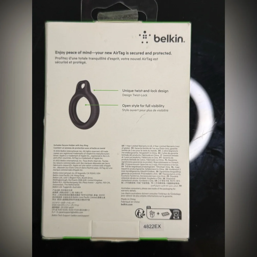 Belkin Key Ring Holder for AirTag - Black